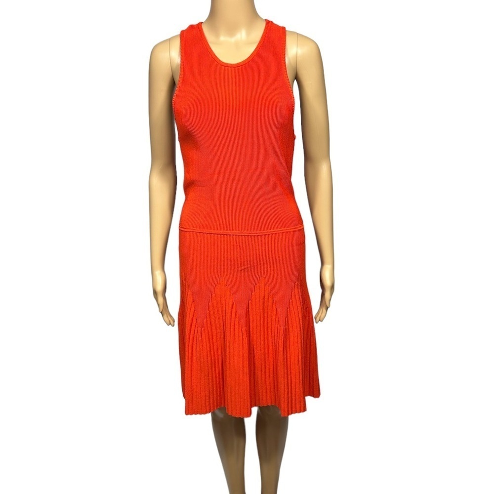 Rachel Rachel Roy Knit Dress Size M Coral Red Sleeveless Fit&Flare Midi